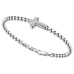 Bracciale Zancan in argento a sfere con croce e pietre bianche.