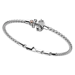 Bracciale Zancan in argento con ancora e pietre bianche.