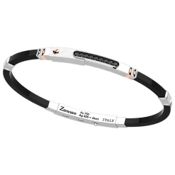 Bracciale Zancan in argento con inserti in oro 18k, pietre e silicone.