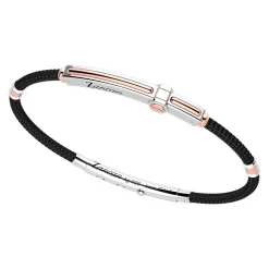 Bracciale Zancan in argento con inserti in oro 18k e kevlar.