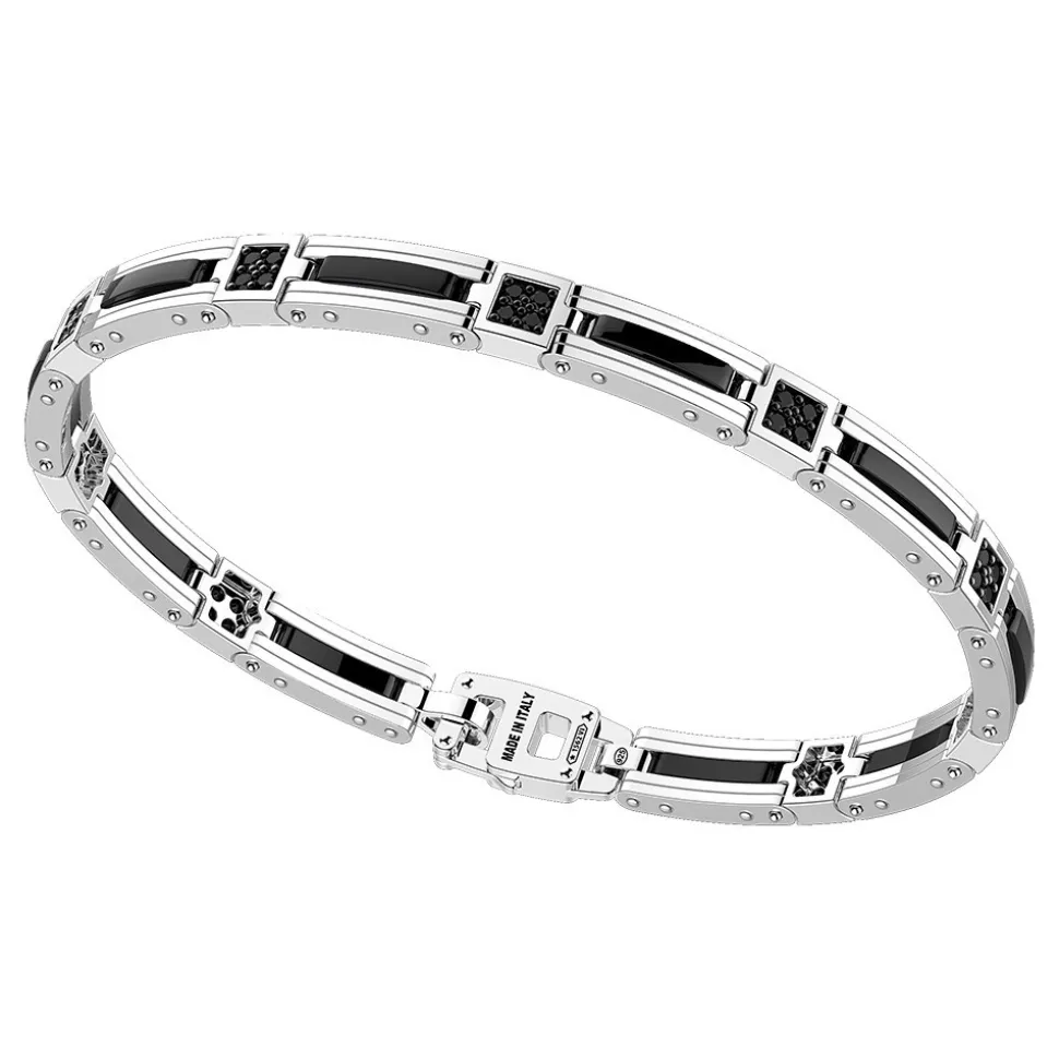 Bracciale Zancan in argento e ceramica con pietre.