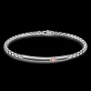 Bracciale Zancan in argento con targa, pietre nere e vite in oro rosa.