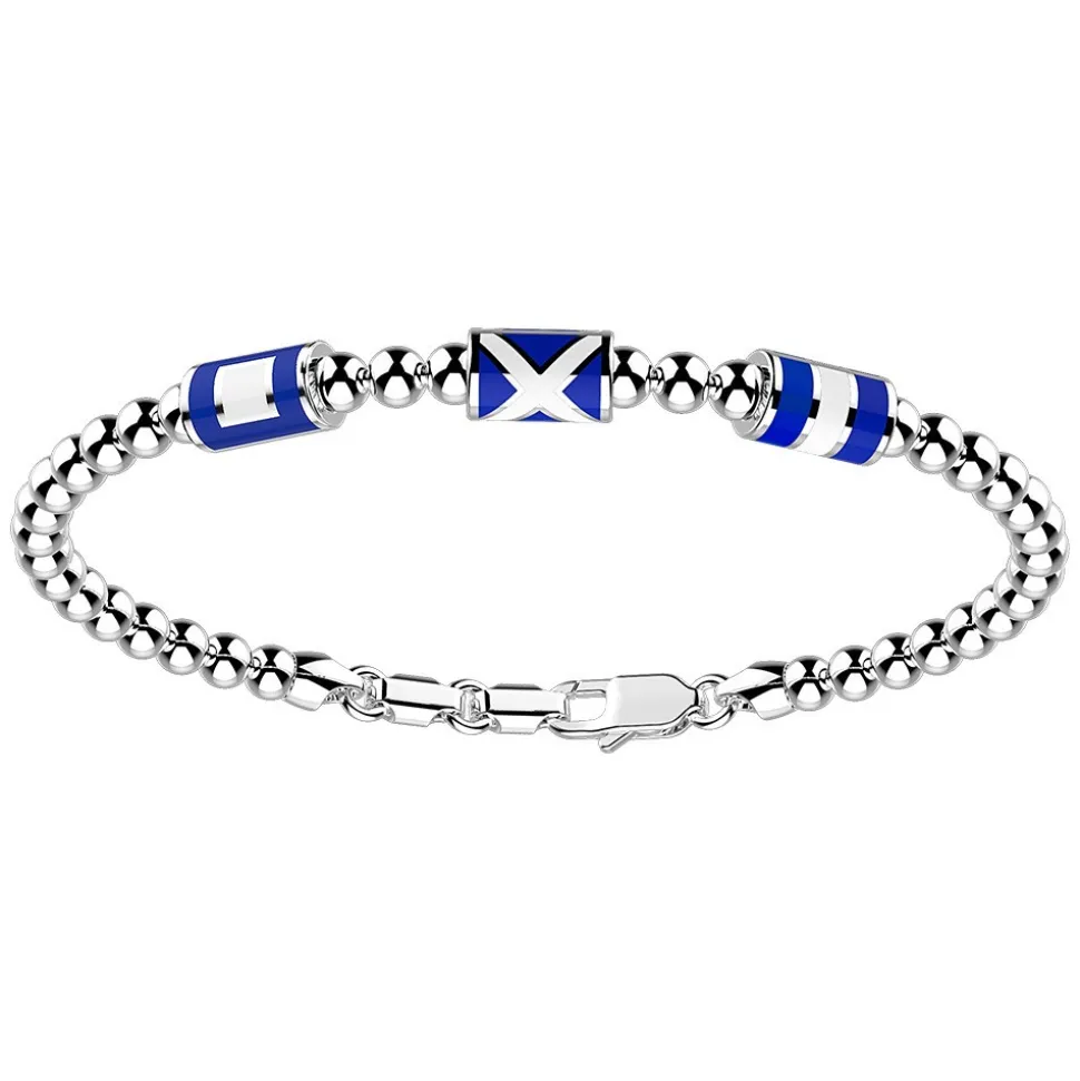 Bracciale Zancan in argento a sfere con tre bandiere nautiche.