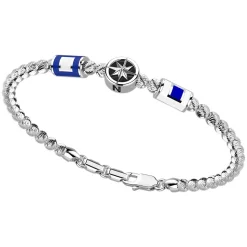 Bracciale Zancan in argento a sfere con bandiere nautiche e rosa dei venti.