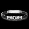 Bracciale Zancan in argento e pelle con pantere.