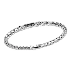 Bracciale Zancan in argento con targa e pietre nere.
