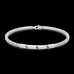 Bracciale Zancan in argento con targa e pietre nere.