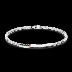 Bracciale Zancan in argento con targa e vite in oro rosa.