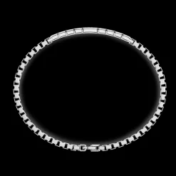 Bracciale Zancan in argento con targa e pietre nere.