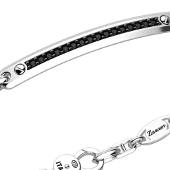 Bracciale Zancan in argento con targa e pietre nere.