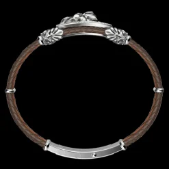Bracciale Zancan in argento e pelle con leone.