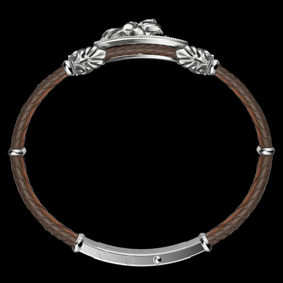 Bracciale Zancan in argento e pelle con leone.