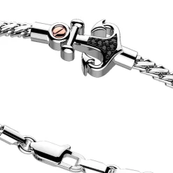 Bracciale Zancan in argento con ancora e pietre nere.