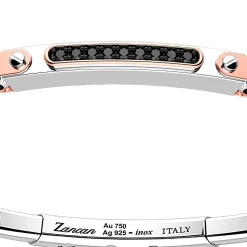 Bracciale Zancan in argento con inserti in oro 18k, pietre e kevlar.