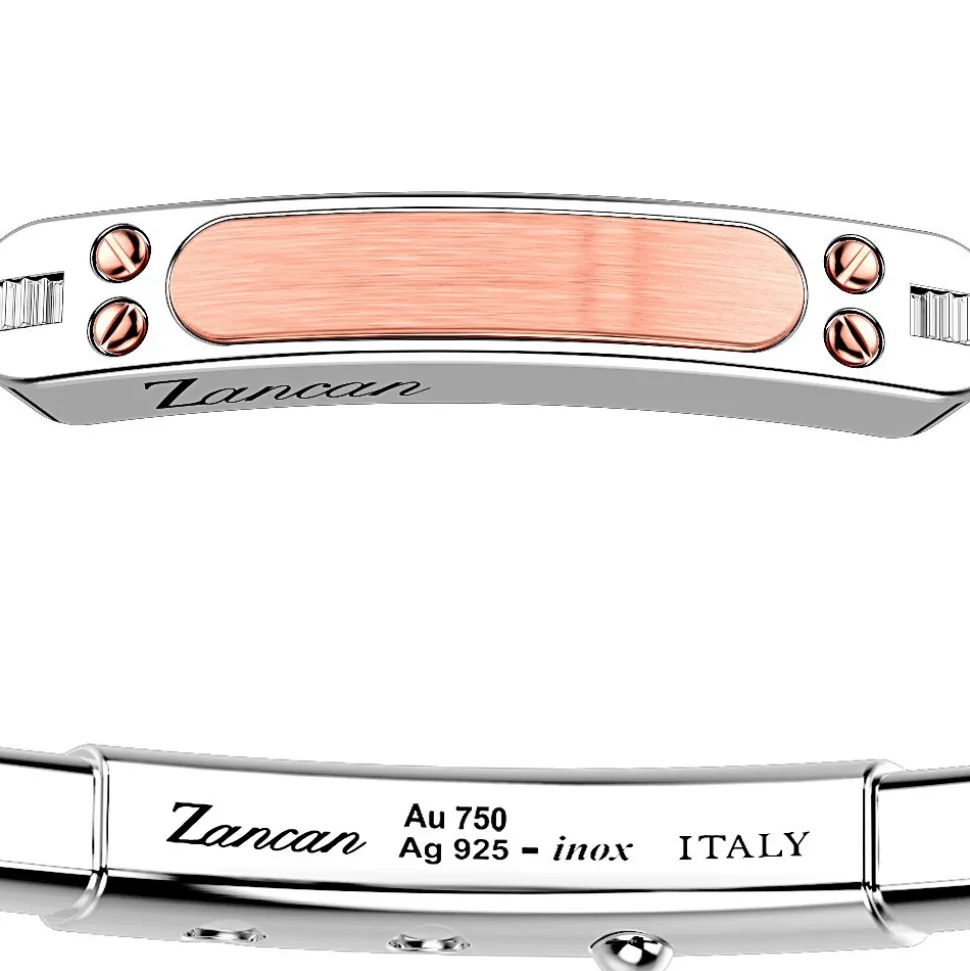 Bracciale Zancan in argento con inserti in oro 18k e kevlar.