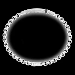 Bracciale Zancan in argento con targa e pietre nere,