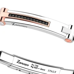 Bracciale Zancan in argento con inserti in oro 18k, pietre e kevlar.