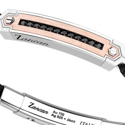 Bracciale Zancan in argento con inserti in oro 18k, pietre e kevlar.