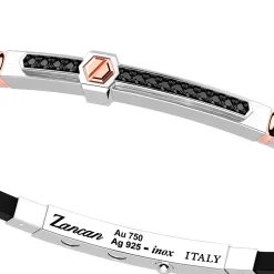 Bracciale Zancan in argento con inserti in oro 18k, pietre e silicone.