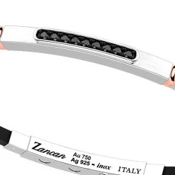 Bracciale Zancan in argento con inserti in oro 18k, pietre e silicone.