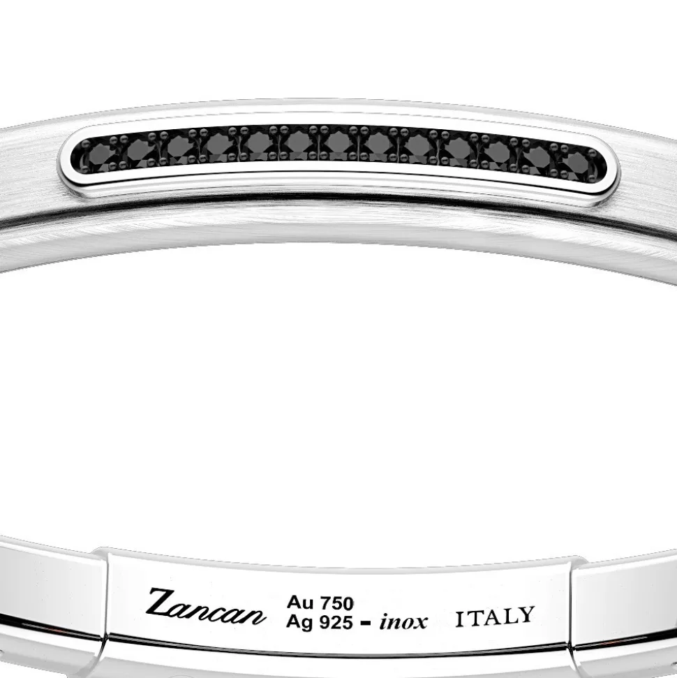Bracciale Zancan in argento con inserti in oro 18k, pietre e silicone.