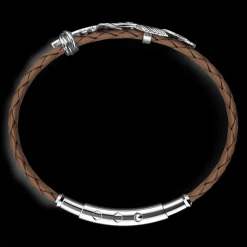 Bracciale Zancan in argento e pelle con piuma.