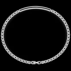 Bracciale Zancan in argento con targa e pietre nere.