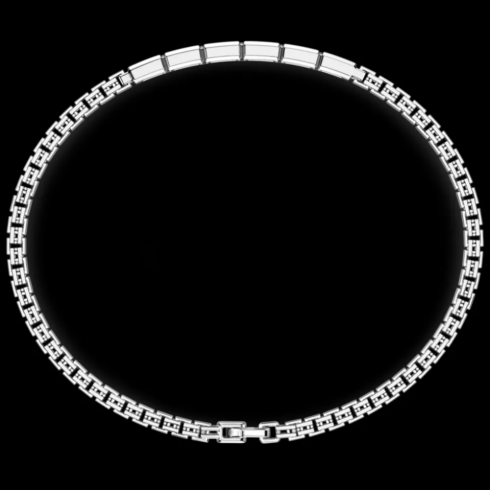 Bracciale Zancan in argento con targa e pietre nere.