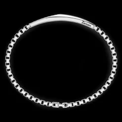 Bracciale Zancan in argento con targa e pietre nere.