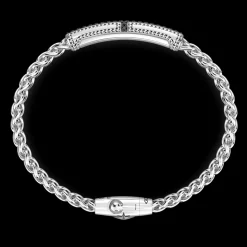 Bracciale Zancan in argento con targa e pietre nere.