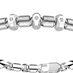 Bracciale Zancan in argento a sfere con inserti satinati.