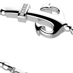 Bracciale Zancan in argento a sfere con ancora e pietre bianche.