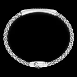 Bracciale Zancan in argento con targa e pietre nere.