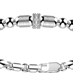 Bracciale Zancan in argento a sfere con inserti satinati e pietre biianche.