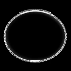 Bracciale Zancan in argento a grumetta con targa e pietre nere.