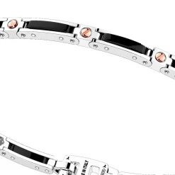 Bracciale Zancan in argento e ceramica con viti in oro rosa.