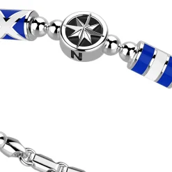 Bracciale Zancan in argento a sfere con bandiere nautiche e rosa dei venti.