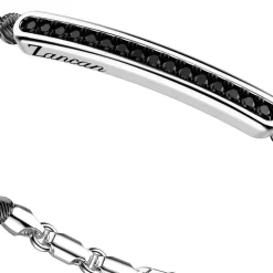 Bracciale Zancan in argento a sfere con targa e pietre nere.