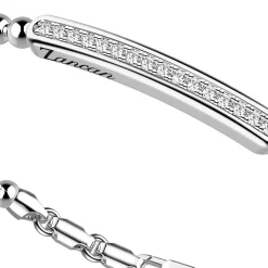 Bracciale Zancan in argento a sfere con targa e pietre bianche.