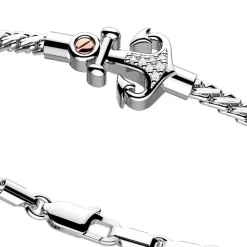 Bracciale Zancan in argento con ancora e pietre bianche.