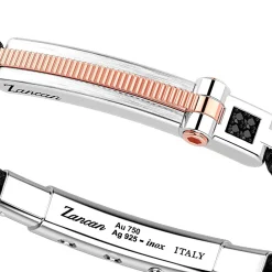 Bracciale Zancan in argento con inserti in oro 18k e kevlar.