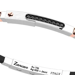 Bracciale Zancan in argento con inserti in oro 18k, pietre e silicone.