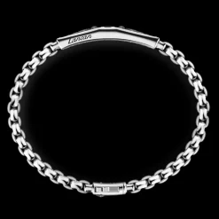 Bracciale Zancan in argento con targa e pietra nera.