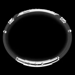 Bracciale Zancan in argento, kevlar e pietre nere.