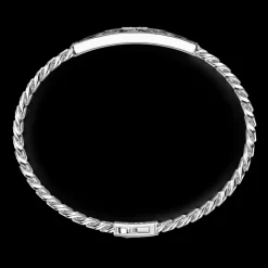 Bracciale Zancan in argento a grumetta con targa e pietre nere.
