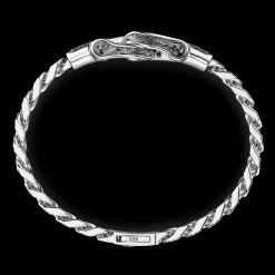 Bracciale Zancan in argento a grumetta con fibia e pietre nere.