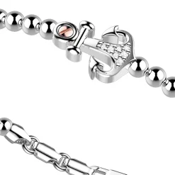 Bracciale Zancan in argento a sfere con ancora e pietre bianche.