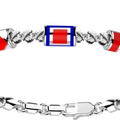 Bracciale Zancan in argento a sfere con tre  bandiere nautiche.