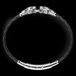Bracciale Zancan in argento e pelle con pantere.