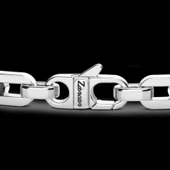 Bracciale Zancan in argento con targa e pietre nere.
